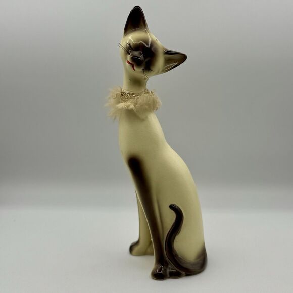 Vintage 1950s MCM Fancy Siamese Kitty Figurine Made In Japan - Picture 4 of 16
